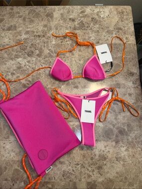 triangl swimwear Pink Bikini with Orange Strap Accents